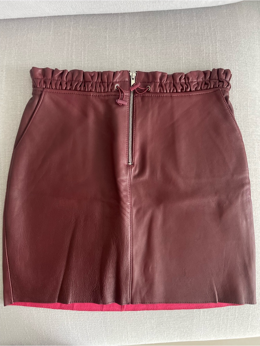NWT - Maje  real leather skirt in Burgundy